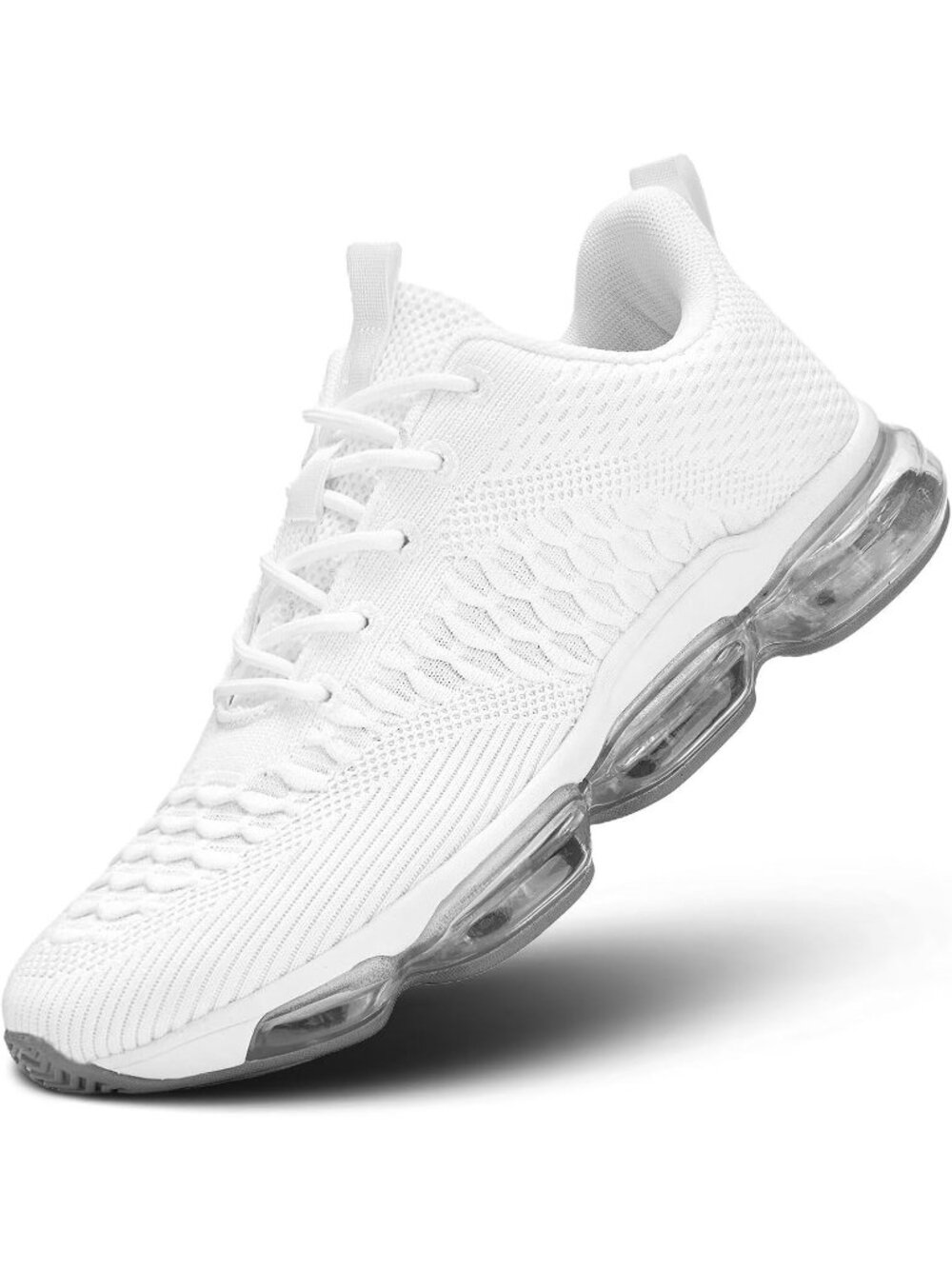 Men's White Round Toe Comfortable Air Cushion Breathable Tennis Sneakers
